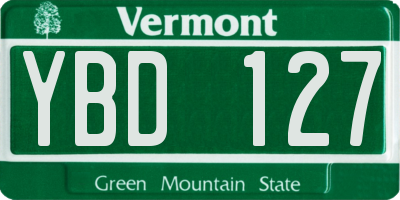 VT license plate YBD127