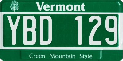 VT license plate YBD129