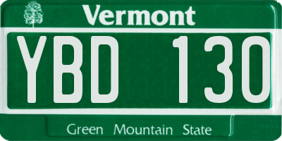 VT license plate YBD130