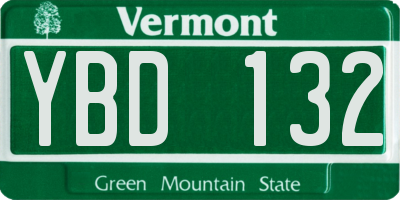 VT license plate YBD132