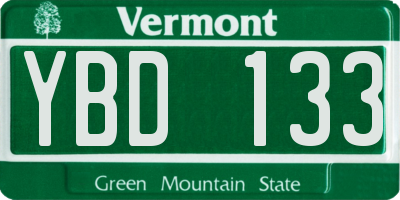 VT license plate YBD133