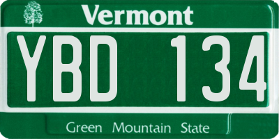 VT license plate YBD134