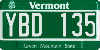 VT license plate YBD135