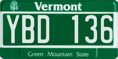 VT license plate YBD136