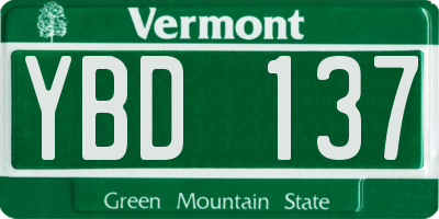 VT license plate YBD137
