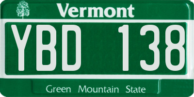 VT license plate YBD138