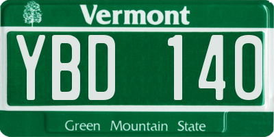 VT license plate YBD140