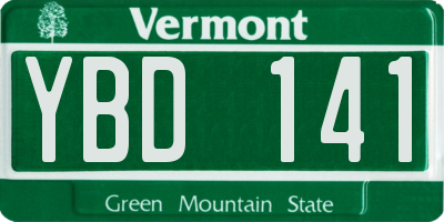 VT license plate YBD141