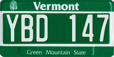 VT license plate YBD147
