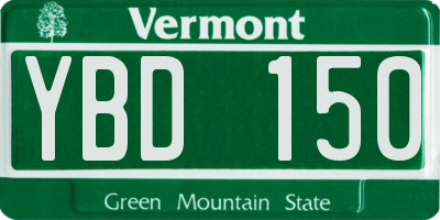 VT license plate YBD150