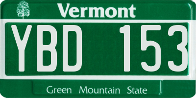 VT license plate YBD153