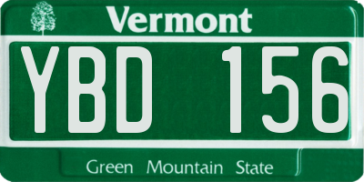 VT license plate YBD156