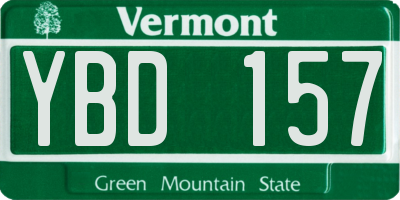 VT license plate YBD157