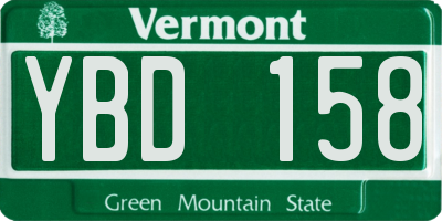 VT license plate YBD158