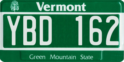 VT license plate YBD162