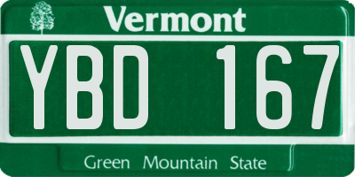 VT license plate YBD167