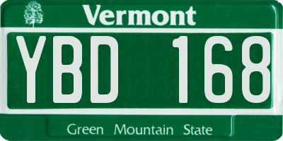 VT license plate YBD168
