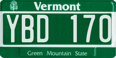 VT license plate YBD170