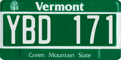 VT license plate YBD171