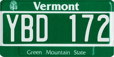 VT license plate YBD172