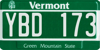 VT license plate YBD173