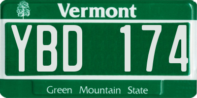 VT license plate YBD174