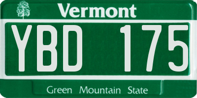 VT license plate YBD175