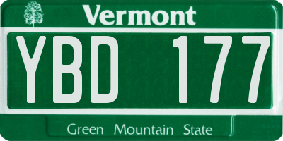 VT license plate YBD177