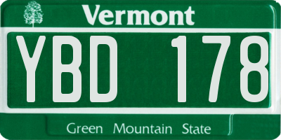 VT license plate YBD178