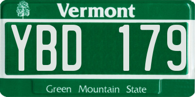 VT license plate YBD179
