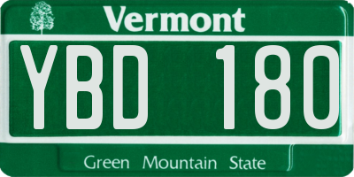 VT license plate YBD180