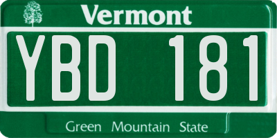 VT license plate YBD181