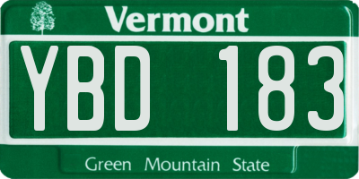 VT license plate YBD183
