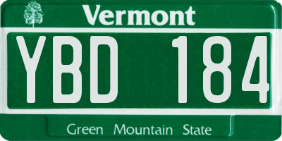VT license plate YBD184