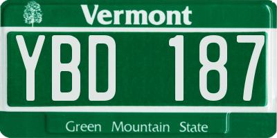 VT license plate YBD187
