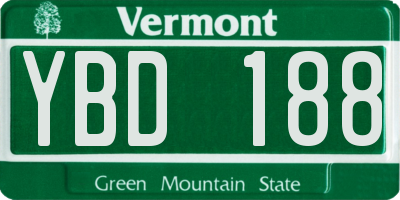 VT license plate YBD188