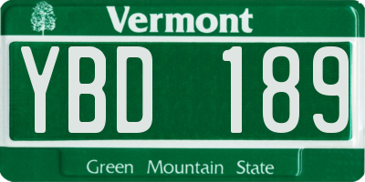 VT license plate YBD189