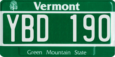VT license plate YBD190