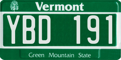 VT license plate YBD191