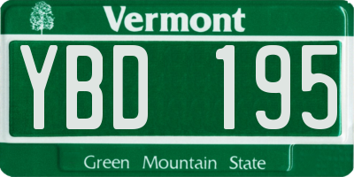 VT license plate YBD195