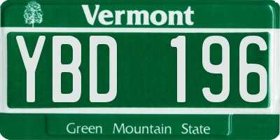 VT license plate YBD196