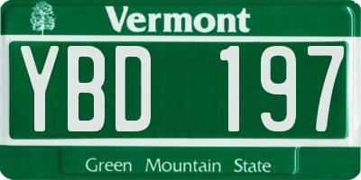 VT license plate YBD197