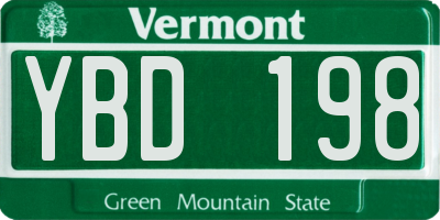 VT license plate YBD198