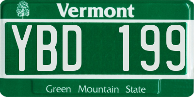 VT license plate YBD199