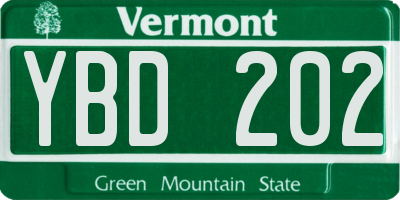 VT license plate YBD202