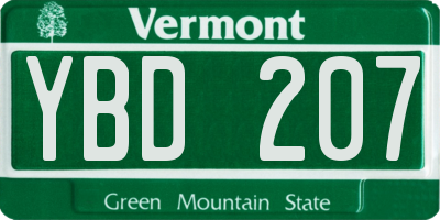 VT license plate YBD207