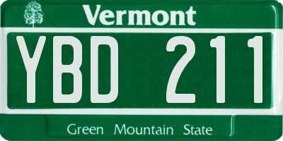 VT license plate YBD211
