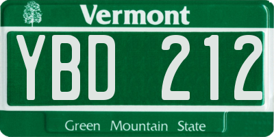 VT license plate YBD212