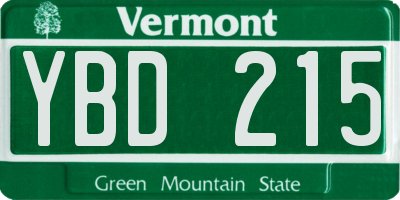 VT license plate YBD215