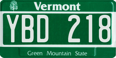 VT license plate YBD218